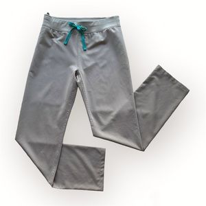 Figs Livingston Beige Green Straight Leg High Rise Scrub Pants Size Small Tall